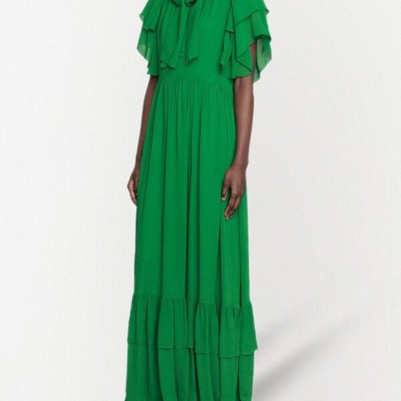 Gucci Women's Green Chiffon Organdy Maxi Dress - Picture 8 of 8
